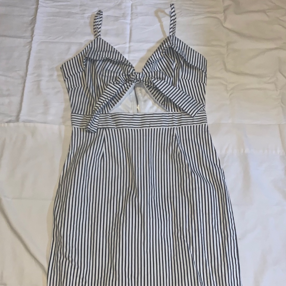 Black and white striped body con dress